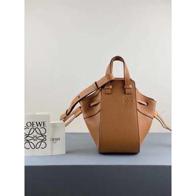 Loewe Mini Hammock Drawstring Bag In Brown Leather IAMBS241770