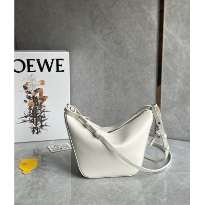 Loewe Mini Hammock Hobo Bag in White Calfskin IAMBS241780