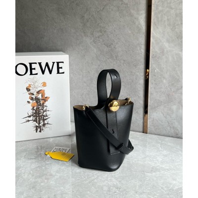 Loewe Mini Pebble Bucket Bag in Black Calfskin IAMBS241676