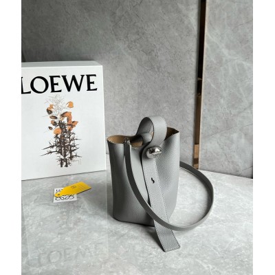 Loewe Mini Pebble Bucket Bag in Grey Grained Leather IAMBS241677