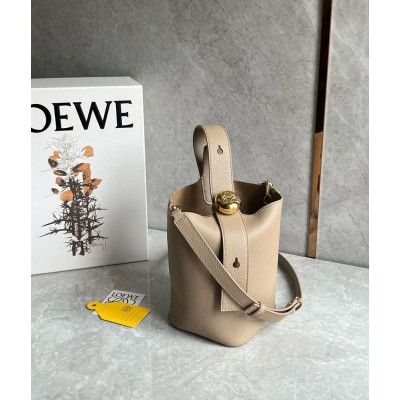 Loewe Mini Pebble Bucket Bag in Sand Grained Leather IAMBS241679
