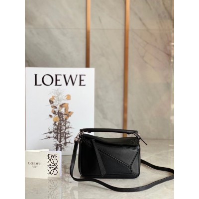 Loewe Mini Puzzle Bag In Black Calfskin Leather IAMBS241799