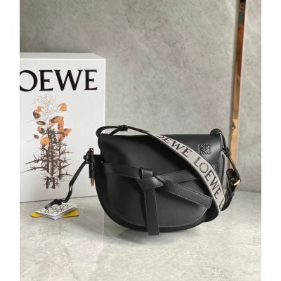 Loewe Small Gate Bag In Black Calfskin and Jacquard IAMBS241748