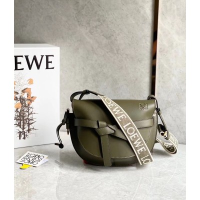 Loewe Small Gate Bag In Green Calfskin and Jacquard IAMBS241750