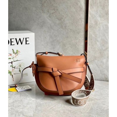 Loewe Small Gate Bag In Tan Calfskin and Jacquard IAMBS241751