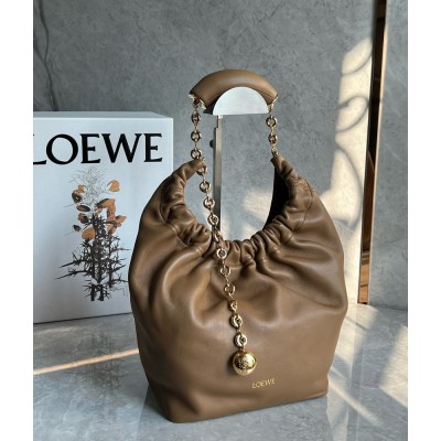 Loewe Small Squeeze Bag in Brown Nappa Lambskin IAMBS241876
