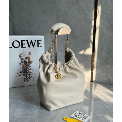 Loewe Small Squeeze Bag in White Nappa Lambskin IAMBS241879