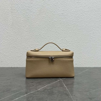 Loro Piana Extra Pocket Pouch L19 in Beige Grained Leather IAMBS241897
