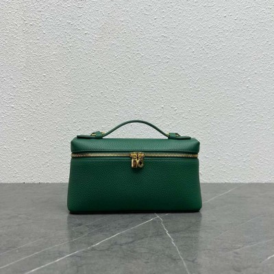 Loro Piana Extra Pocket Pouch L27 in Green Grained Leather IAMBS241916