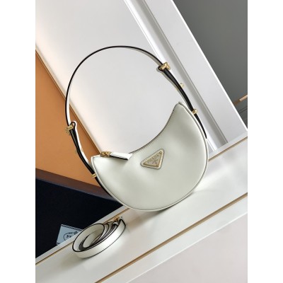 Prada Arque Mini Shoulder Bag in White Leather IAMBS242162