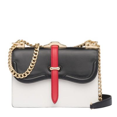 Prada Belle Shoulder Bag In Black/White Calfskin IAMBS242169