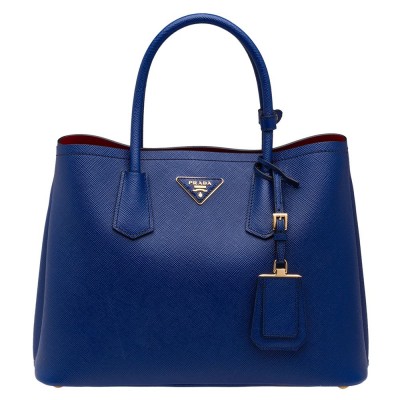 Prada Blue Saffiano Double Medium Bag IAMBS242014