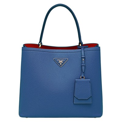 Prada Blue Saffiano Leather Double Bag IAMBS242015