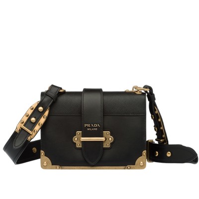 Prada Cahier Shoulder Bag In Black Leather IAMBS241936