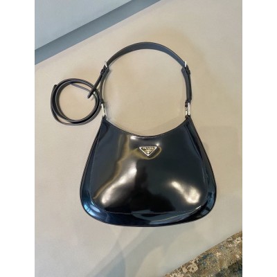 Prada Cleo Large Shoulder Bag In Black Brushed Leather IAMBS241946