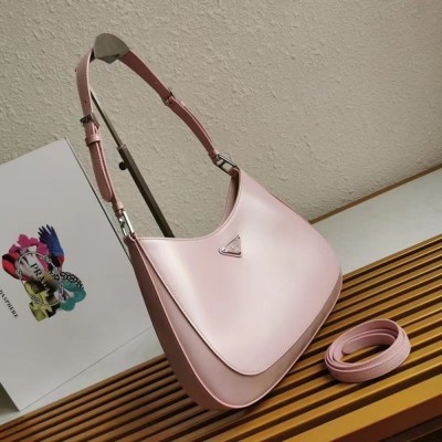 Prada Cleo Shoulder Large Bag In Pink Brushed Leather IAMBS241958
