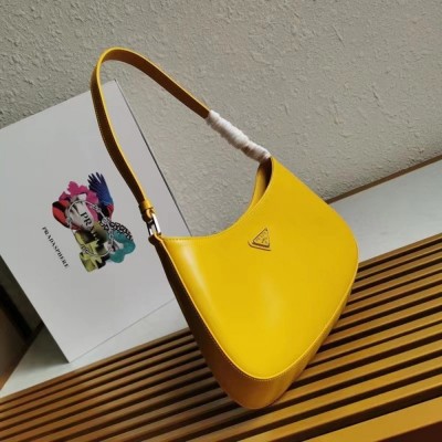 Prada Cleo Shoulder Small Bag In Yellow Brushed Leather IAMBS241962