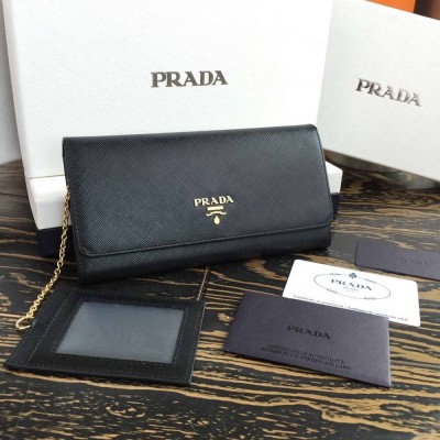 Prada Continental Wallet In Black Saffiano Leather IAMBS242321