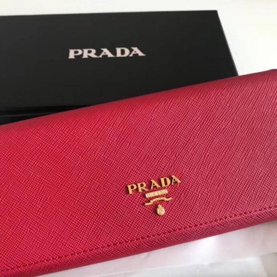 Prada Continental Wallet In Red Saffiano Leather IAMBS242324