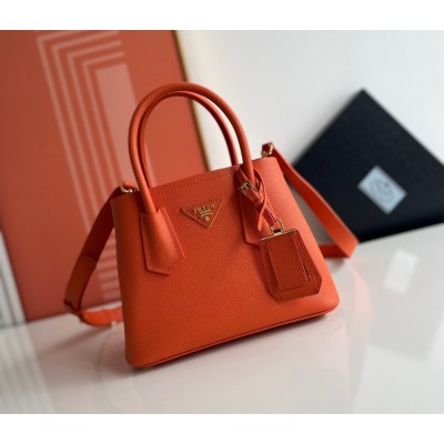 Prada Double Mini Bag In Orange Saffiano Leather IAMBS242020