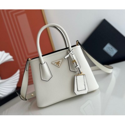 Prada Double Mini Bag In White Saffiano Leather IAMBS242021