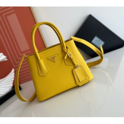 Prada Double Mini Bag In Yellow Saffiano Leather IAMBS242022