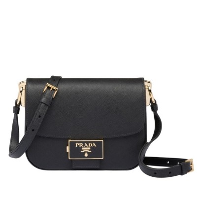 Prada Embleme Bag In Black Saffiano Leather IAMBS242028