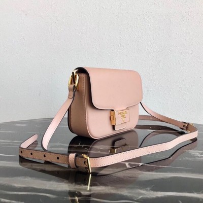 Prada Embleme Bag In Powder Pink Saffiano Leather IAMBS242031