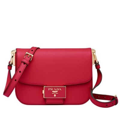 Prada Embleme Bag In Red Saffiano Leather IAMBS242032