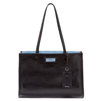 Prada Etiquette Tote Bag In Black Calf Leather IAMBS242276