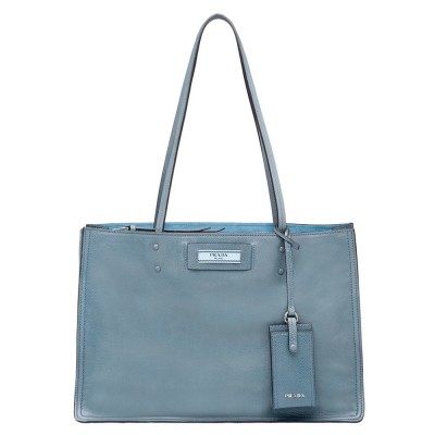 Prada Etiquette Tote Bag In Blue Calf Leather IAMBS242277