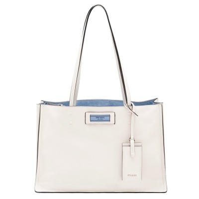 Prada Etiquette Tote Bag In White Calf Leather IAMBS242279