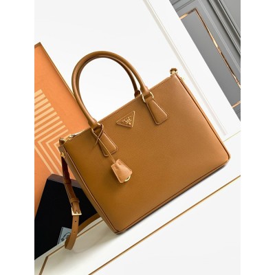 Prada Galleria Large Bag In Brown Saffiano Leather IAMBS242040