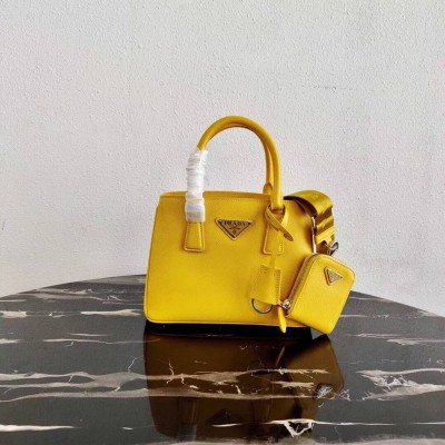 Prada Galleria Micro Bag In Yellow Saffiano Leather IAMBS242043