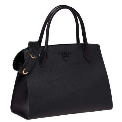Prada Large Monochrome Bag In Black Saffiano Leather IAMBS242096