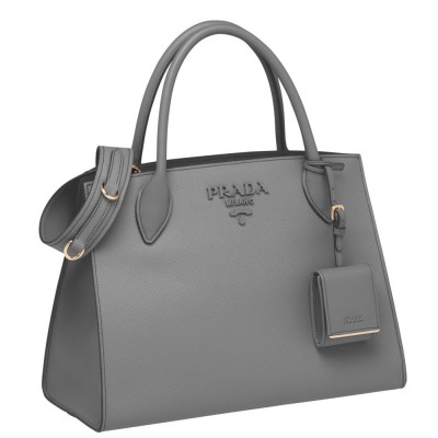Prada Large Monochrome Bag In Grey Saffiano Leather IAMBS242097