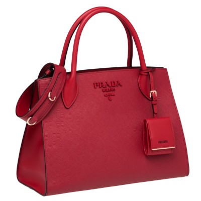 Prada Large Monochrome Bag In Red Saffiano Leather IAMBS242099