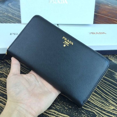 Prada Large Zipped Wallet In Black Saffiano Leather IAMBS242326