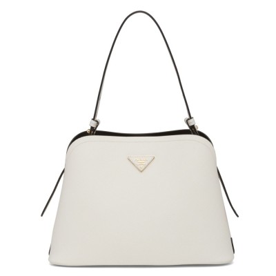 Prada Matinee Small Bag In White Saffiano Leather IAMBS242086