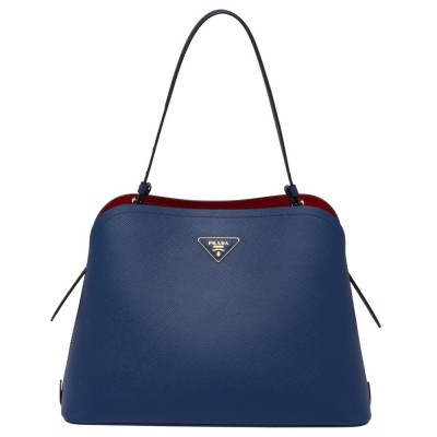 Prada Matinee Tote Bag In Blue Saffiano Leather IAMBS242289