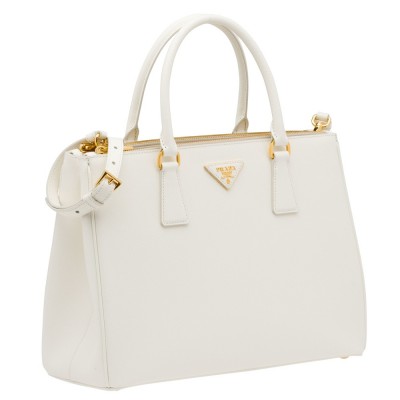 Prada Medium Galleria Bag In White Saffiano Leather IAMBS242050