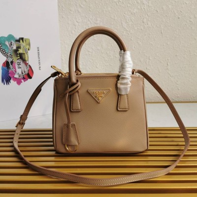 Prada Mini Galleria Bag In Beige Saffiano Leather IAMBS242051