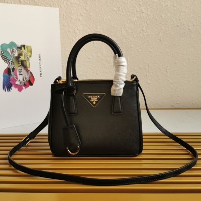 Prada Mini Galleria Bag In Black Saffiano Leather IAMBS242052