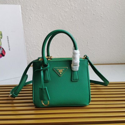 Prada Mini Galleria Bag In Green Saffiano Leather IAMBS242053