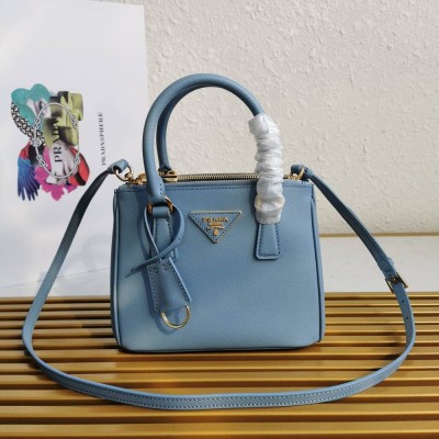 Prada Mini Galleria Bag In Light Blue Saffiano Leather IAMBS242054