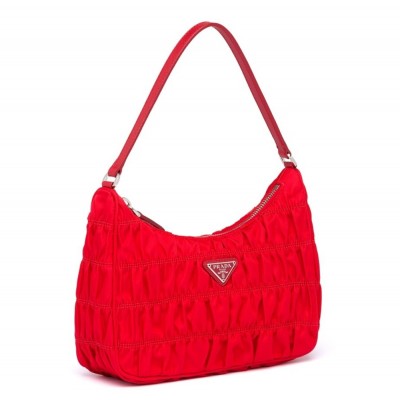 Prada Mini Hobo Bag In Red Nylon and Leather IAMBS242079