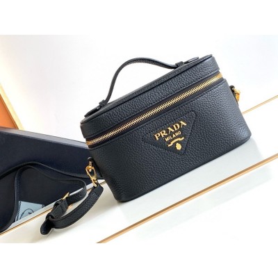 Prada Mini Vanity Bag in Black Grained Leather IAMBS242087