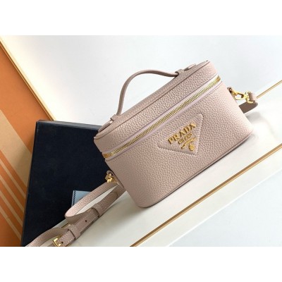 Prada Mini Vanity Bag in Light Pink Grained Leather IAMBS242089