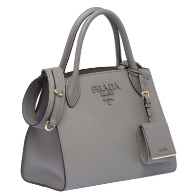 Prada Monochrome Bag In Grey Saffiano Leather IAMBS242102