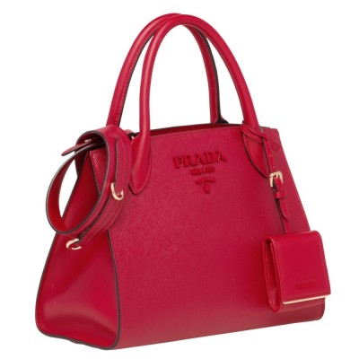 Prada Monochrome Bag In Red Saffiano Leather IAMBS242105